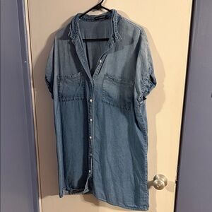 Light Blue Casual Button Down Shirt dress